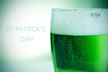 dyed green beer and text happy saint patricks day