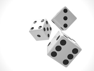 three dices on white