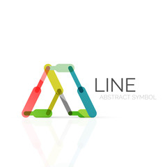 Linear abstract logo, connected multicolored segments of lines geometrical figure