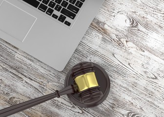 Gavel and laptop