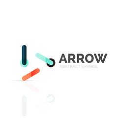 Linear arrow abstract logo, connected multicolored segments of lines in directional pointer figure