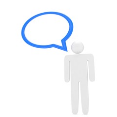 3d man with talk bubbles isolated over a white background