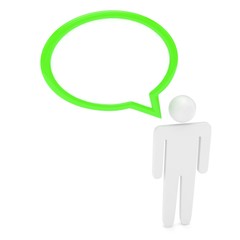 3d man with talk bubbles isolated over a white background