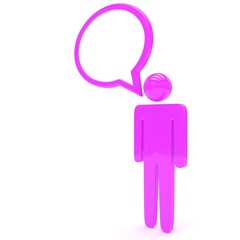 3d man with talk bubbles isolated over a white background