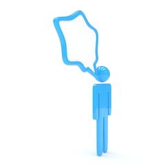 3d man with talk bubbles isolated over a white background