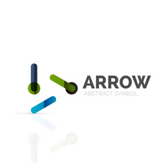 Linear arrow abstract logo, connected multicolored segments of lines in directional pointer figure