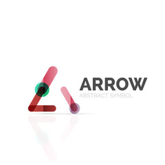 Linear arrow abstract logo, connected multicolored segments of lines in directional pointer figure