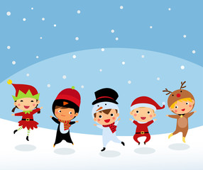 Fototapeta premium Christmas boys and girls