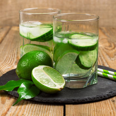 Detox water with lime and cucumber