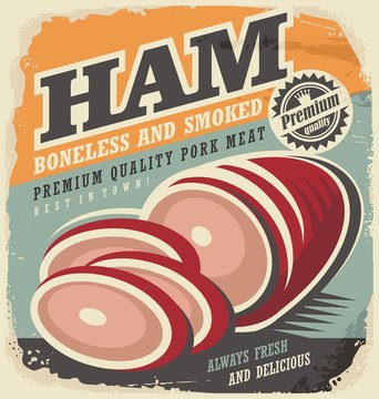 Smoked ham retro poster design