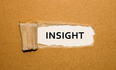 The word Insight appearing behind torn brown paper.