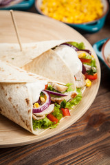 Tortilla with a mix of ingredients