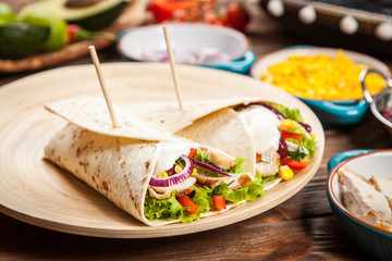 Tortilla with a mix of ingredients
