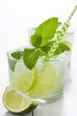Fresh mojito on white wood
