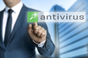 Fototapeta na wymiar antivirus browser is operated by businessman