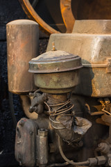 engine of the old model of agricultural tractor