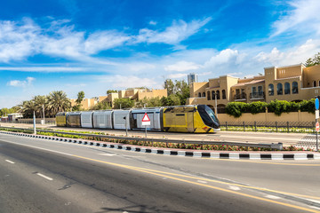 New modern tram in Dubai, UAE