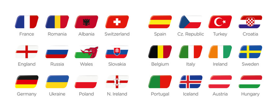 Moderne Symbole Rechteck der Euro Teilnehmer in Frankreich 2016