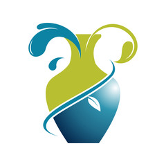 Obraz premium Jar Jug Natural Life Water Logo Illustration