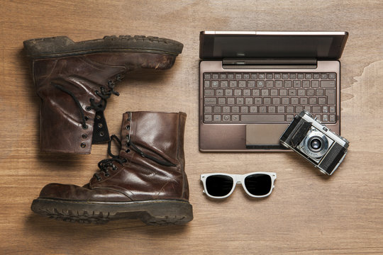 Flat Lay Composition with Hipster Business Objetcs