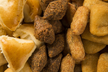 Mixed brazilian snack on the table.