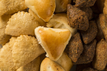 Mixed brazilian snack on the table.