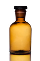 brown pharmacy bottle with glass stopper drugs