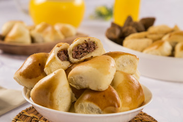Brazilian snack. Meat Esfiha portion.