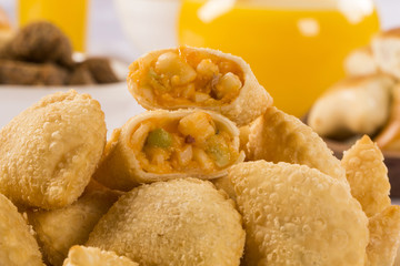 Brazilian snack. Palmetto pastry. Pastel de palmito.