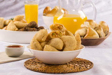 Brazilian snack. Palmetto pastry. Pastel de palmito.