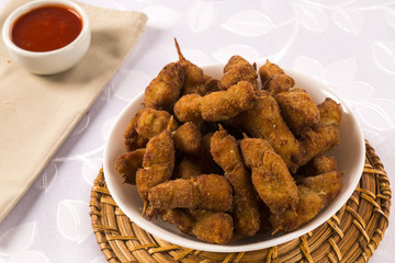 Brazilian snack. Chicken skewer