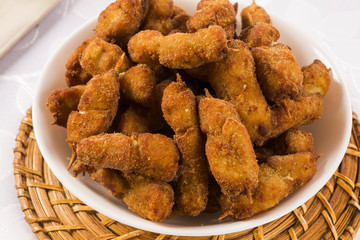 Brazilian snack. Chicken skewer