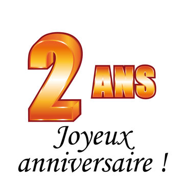 2 Ans Carte De Vœux Joyeux Anniversaire Stock Vector Adobe Stock