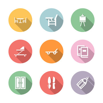 Home Stuff Icon Set Color With Shadow