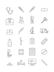 Vector black medicine icons set