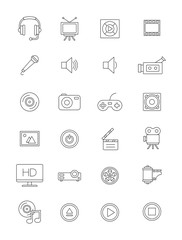 Vector black multimedia icons set