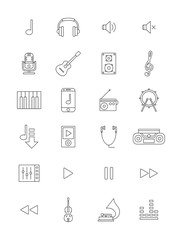 Vector black music icons set