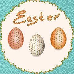 Easter. Easter eggs. Christ is Risen.  Easter eggs with floral pattern.