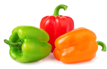 Obraz na płótnie Canvas Three bell peppers - on a white background