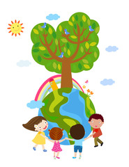 Kids and globe