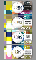 Set of gift voucher templates. Abstract colorful business background, modern stylish vector texture
