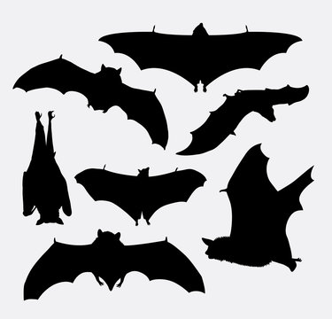 Bat flying animal silhouette. Good use for symbol, logo, web icon, mascot, or any design you want. Easy to use.