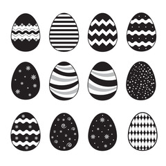 Easter eggs vector icons flat style set on white background