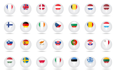 vector icon set. sphere flags EU