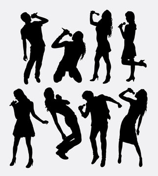 Singer male and female silhouette. Good use for logo, symbol, web icon, sign, mascot, avatar, or any design you want. Easy to use.