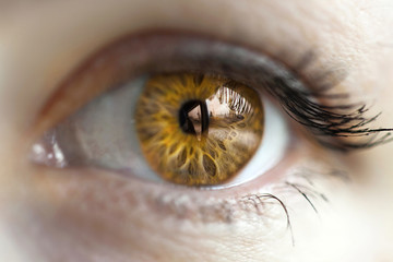 women yellow eye color changed with lenses