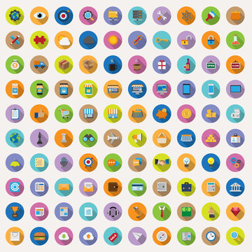 100 flat icons collection