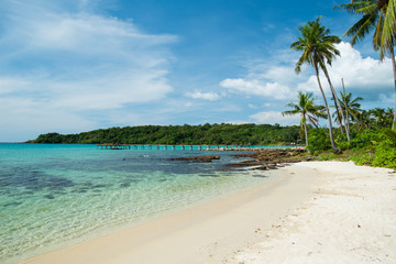 Beautiful beach and palm trees in Kood island, Thailand