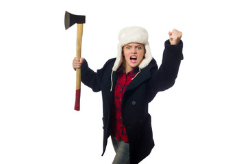 Woman with hat in funny concept