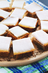 Lard with bread  on a tray